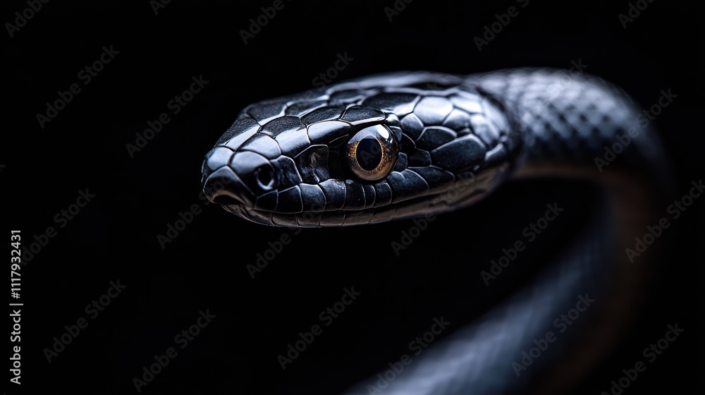 Fototapeta premium black mamba on a black background