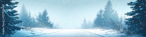 Wallpaper Mural Snowy Winter Road in a Forest with Falling Snowflakes. AI generated illustration Torontodigital.ca