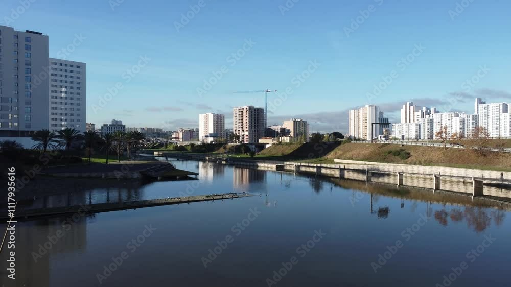 alta de lisboa, vista drone, lago predios alta de lisboa, vista drone, lago predios