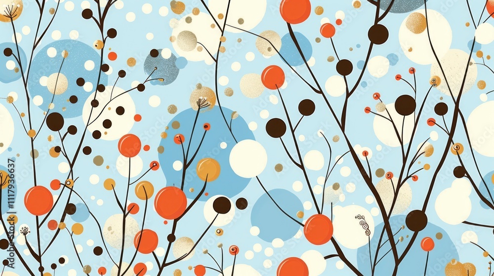 Autumnal Abstract Botanical Wallpaper with Earthy Tones and Patterns Autumnal Abstract Botanical Wallpaper with Earthy Tones and Patterns