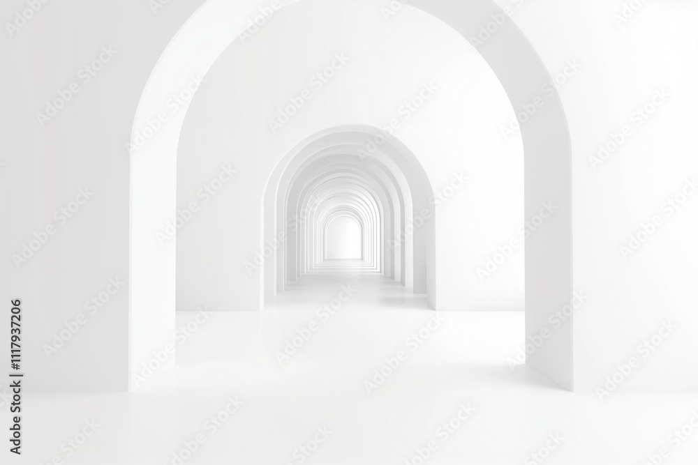 White arches in the middle of an empty white background, 3D rendering, HD. White arches in the middle of an empty white background, 3D rendering, HD.