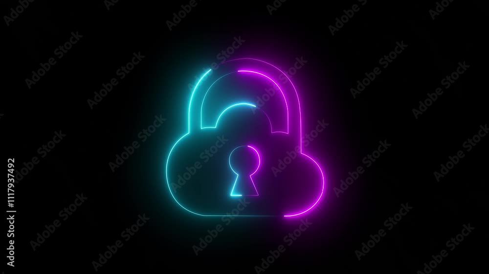 glowing neon lock animation icon security privacy password protection safety animated Lock icon. Cyber security of digital data network protection with neon circular animation. glowing neon lock animation icon security privacy password protection safety animated Lock icon. Cyber security of digital data network protection with neon circular animation.