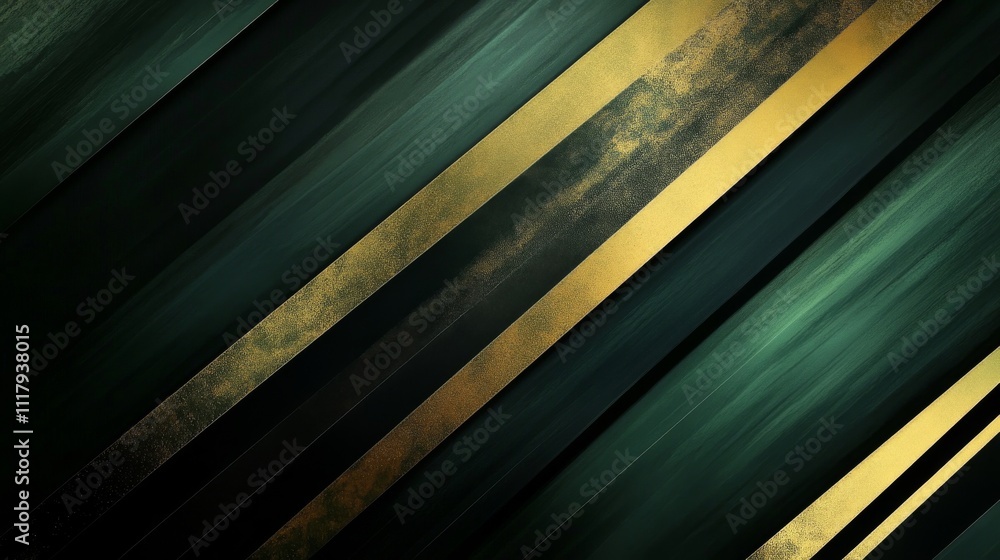 Golden stripes intersect dark green backdrop abstractly. Golden stripes intersect dark green backdrop abstractly.