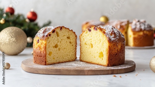 Sliced Sweet Bread with Powdered Sugar on Wooden Board