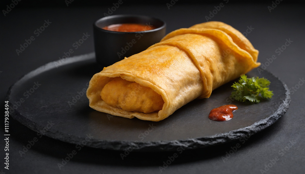 Peruvian tamale in rustic style in golden hues with copy space Peruvian tamale in rustic style in golden hues with copy space