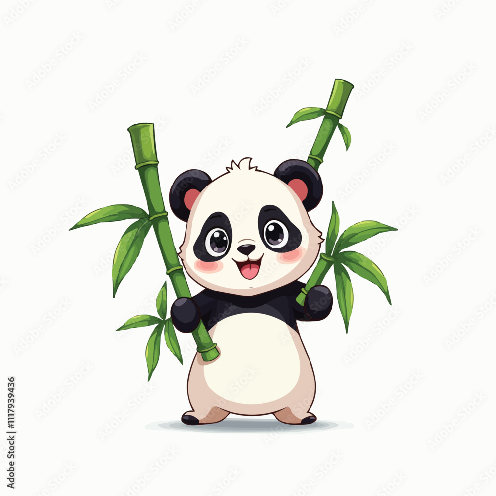 Naklejka premium panda with bamboo