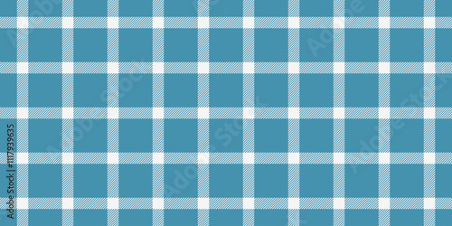 Popular check seamless tartan, mother pattern plaid background. 50s texture textile fabric vector in cyan and white colors.