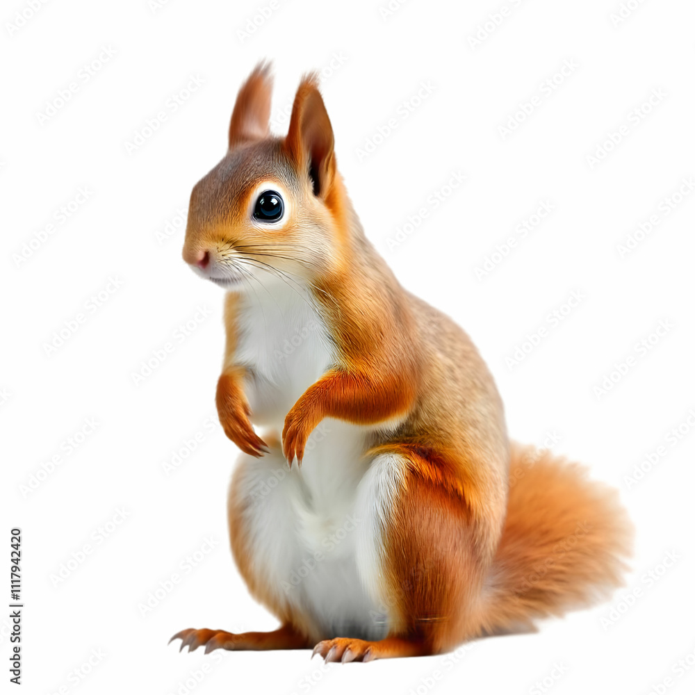 Eurasian red squirrel isolated on the blank background Eurasian red squirrel isolated on the blank background