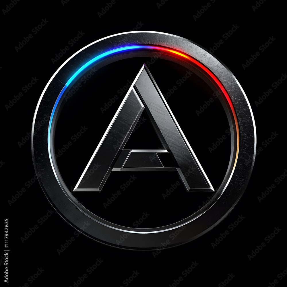Artistic representation of a circular emblem featuring a modern stylized letter A with vibrant colors Artistic representation of a circular emblem featuring a modern stylized letter A with vibrant colors