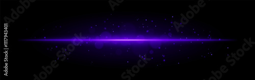 Purple glowing line icon. Vibrant horizontal beam, illuminated particles, abstract light effect, futuristic energy, minimalistic decor, dynamic modern design, radiant visual