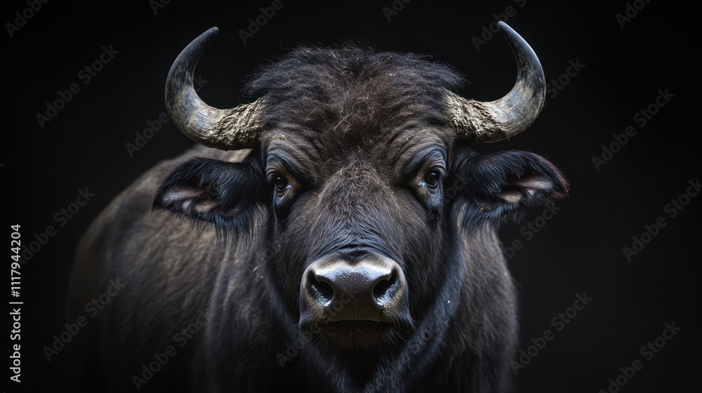Naklejka premium buffalo on a dark background