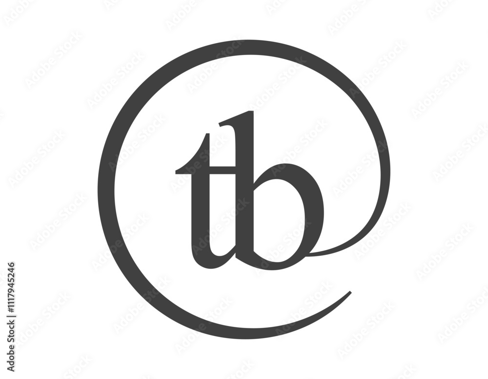 TB logo from two letter with circle shape email sign style. T and B round logotype of business company TB logo from two letter with circle shape email sign style. T and B round logotype of business company