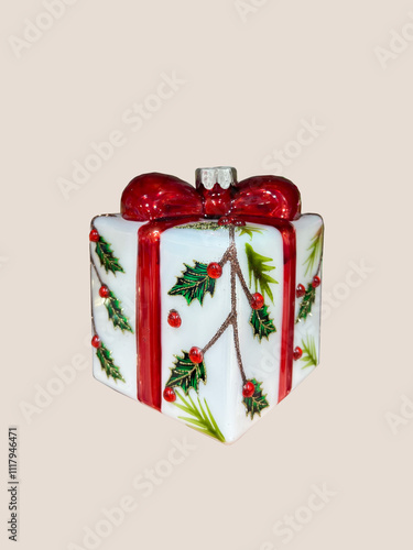  Christmas tree toy made of glass in the form of a gift