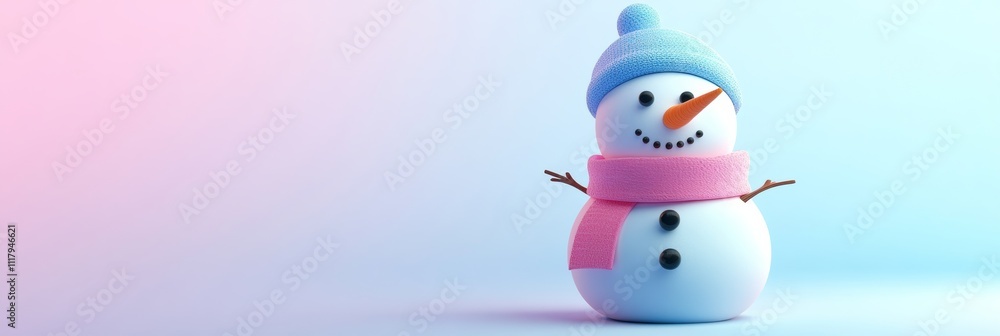 3D snowman icon, minimal, geometric shapes, soft gradient colors, isolated with plenty of white space 3D snowman icon, minimal, geometric shapes, soft gradient colors, isolated with plenty of white space