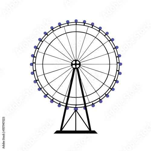 a black and white line drawing of a ferris wheel