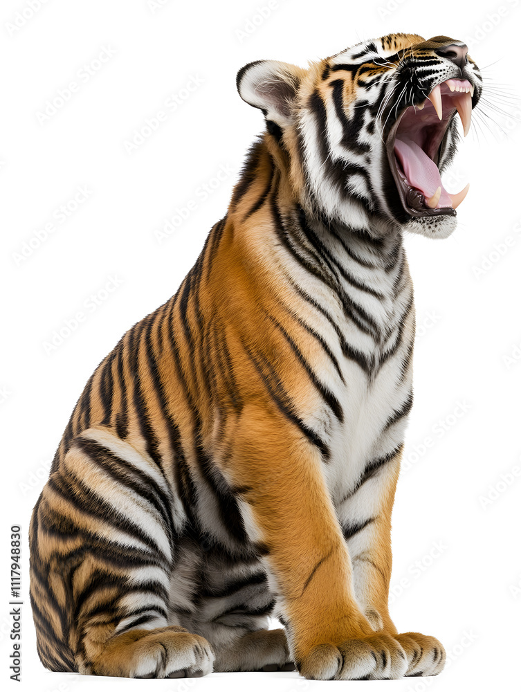 Fototapeta premium Walking tiger isolated on white