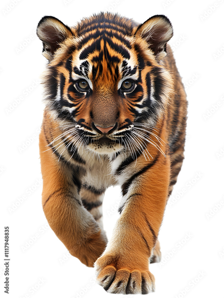 Fototapeta premium Walking tiger isolated on white