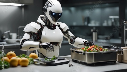  A high-tech robotic chef preparing a meal