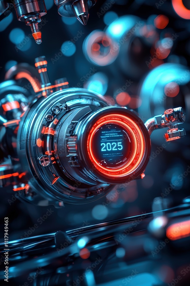 Futuristic Technology Display with Year 2025 Indicator Futuristic Technology Display with Year 2025 Indicator