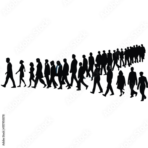 a large group of people walking in a line