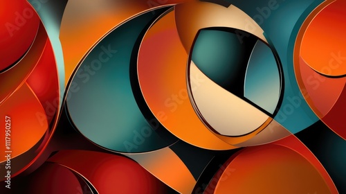 Abstract background with unique, geometric shapes in vibrant and contrasting colors for a modern look