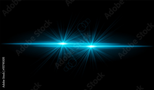 Dual Blue starburst. Bright intersecting beams, glowing particles, radiant light effects, warm illumination, abstract lighting design, futuristic energy, decorative visuals