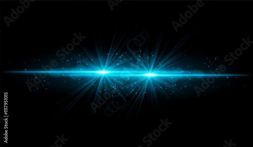 Dual Blue starburst. Bright intersecting beams, glowing particles, radiant light effects, warm illumination, abstract lighting design, futuristic energy, decorative visuals