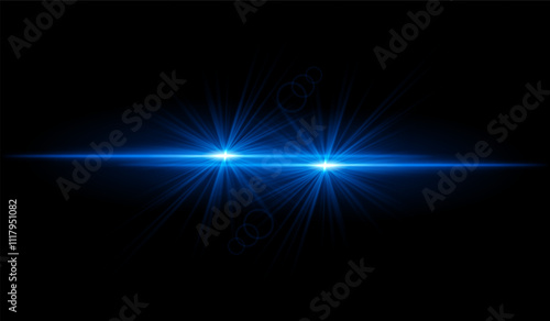 Dual Blue starburst. Bright intersecting beams, glowing particles, radiant light effects, warm illumination, abstract lighting design, futuristic energy, decorative visuals