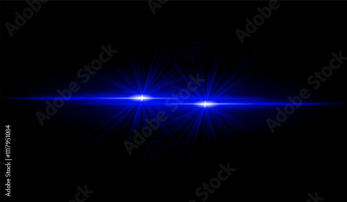 Dual Blue starburst. Bright intersecting beams, glowing particles, radiant light effects, warm illumination, abstract lighting design, futuristic energy, decorative visuals photo