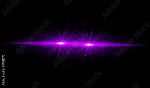 Dual purple starburst. Bright intersecting beams, glowing particles, radiant light effects, warm illumination, abstract lighting design, futuristic energy, decorative visuals