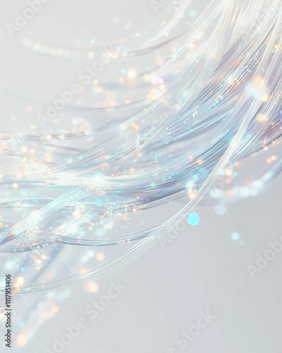 Abstract light streaks, glowing, pastel background.