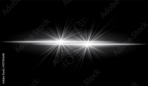Dual white starburst. Bright intersecting beams, glowing particles, radiant light effects, warm illumination, abstract lighting design, futuristic energy, decorative visuals