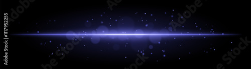 Soft Blue glow. Horizontal light beam with subtle particles, warm illumination, abstract lighting effect, minimalistic design, radiant and elegant decor