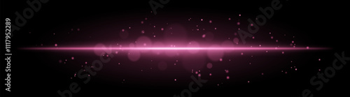 Soft purple glow. Horizontal light beam with subtle particles, warm illumination, abstract lighting effect, minimalistic design, radiant and elegant decor