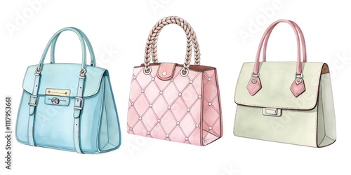 woman handbag watercolor sketch illustration