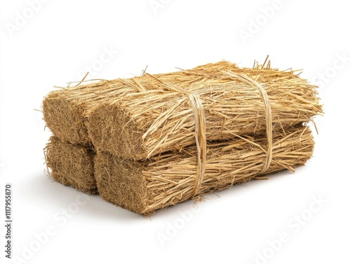 Pile of untied bundles of wheat straw, used for animal bedding or agricultural purposes. photo