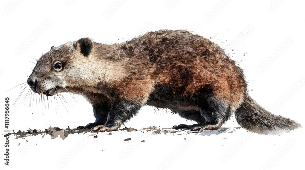 Obraz premium The badger is walking through a wilderness setting, possibly in search of food or simply exploring its habitat. It's a natural scene with the animal surrounded by natural elements like trees and dirt.