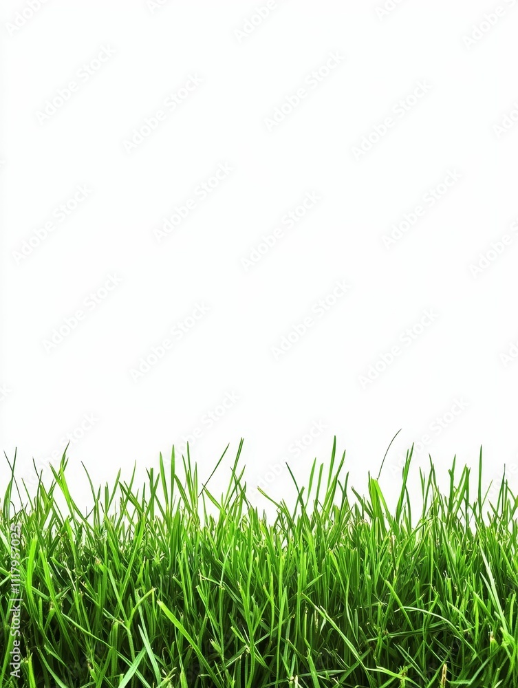 Fototapeta premium Lush green grass against a white background.