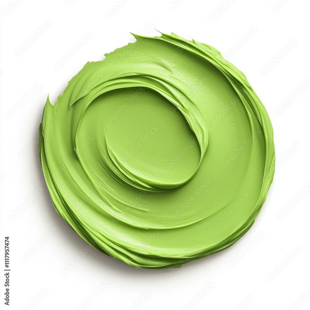 Serene Swirls of Wasabi: Photorealistic Art with Bold Green Tones on White Background Serene Swirls of Wasabi: Photorealistic Art with Bold Green Tones on White Background