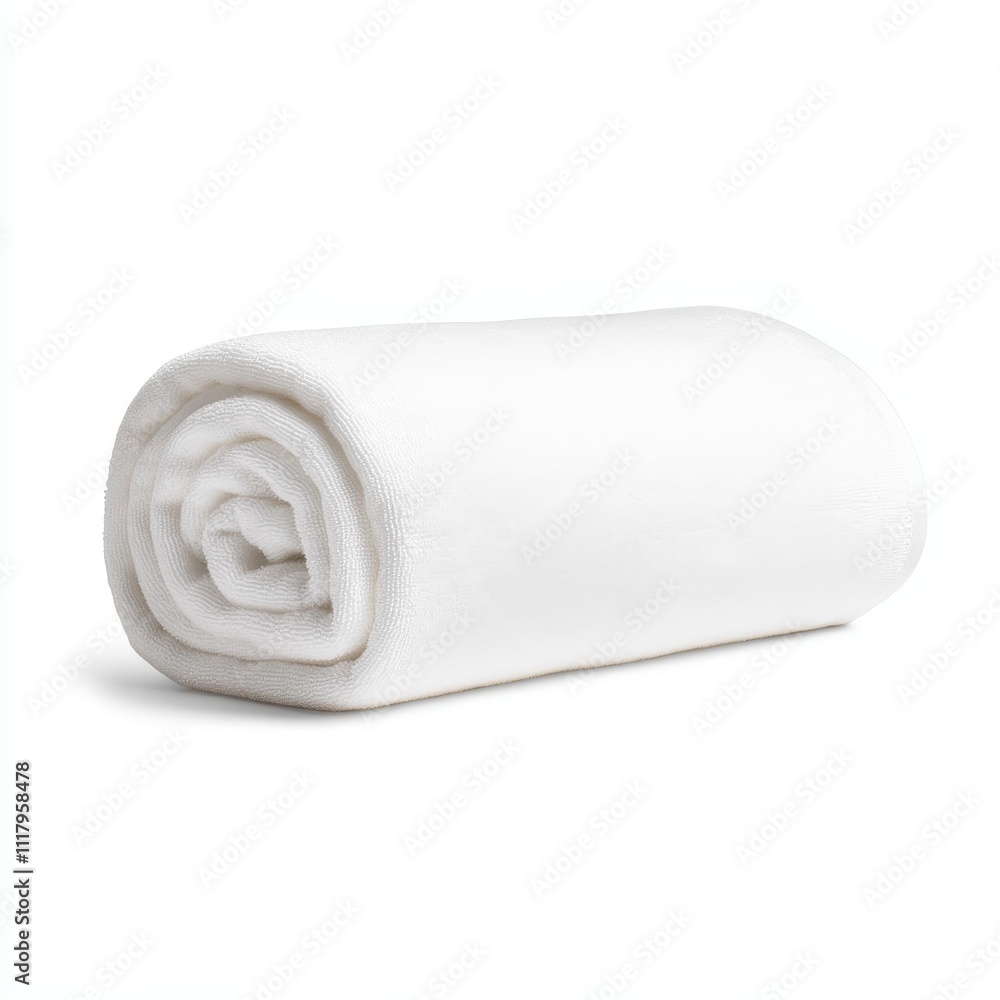 Quick-Dry Polyester Blend Towel Rolled on White Background for Travel and Gym, Photorealistic Towel Roll Composition Quick-Dry Polyester Blend Towel Rolled on White Background for Travel and Gym, Photorealistic Towel Roll Composition