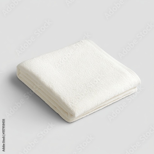 Eco-Friendly Organic Cotton Face Towel Folded on White Background - Photorealistic Hygiene Essentials