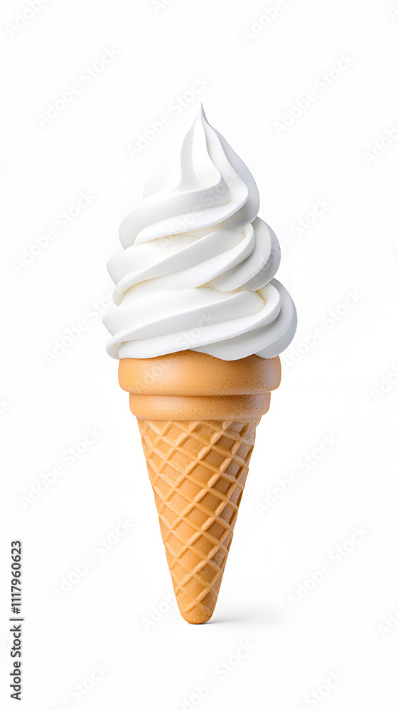 Vanilla ice cream in a waffle cone isolated on white background Vanilla ice cream in a waffle cone isolated on white background