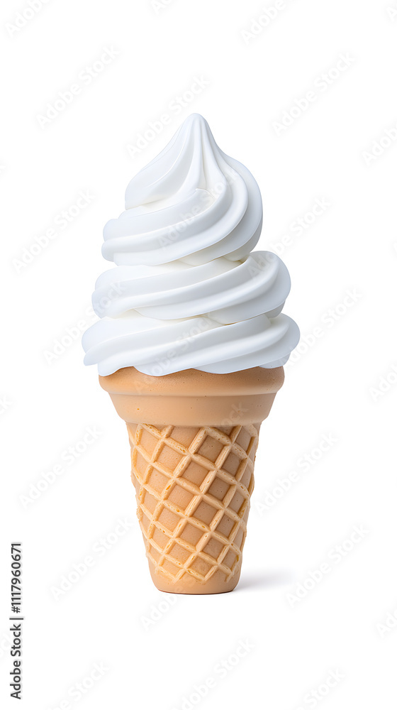 Vanilla ice cream in a waffle cone isolated on white background Vanilla ice cream in a waffle cone isolated on white background