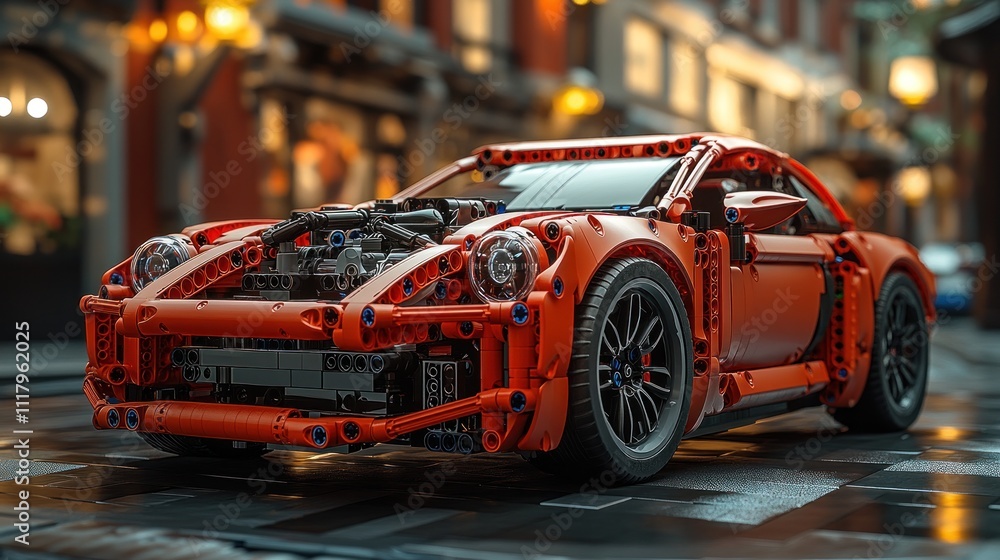 detailed model of a car made from building blocks, showcasing creativity detailed model of a car made from building blocks, showcasing creativity
