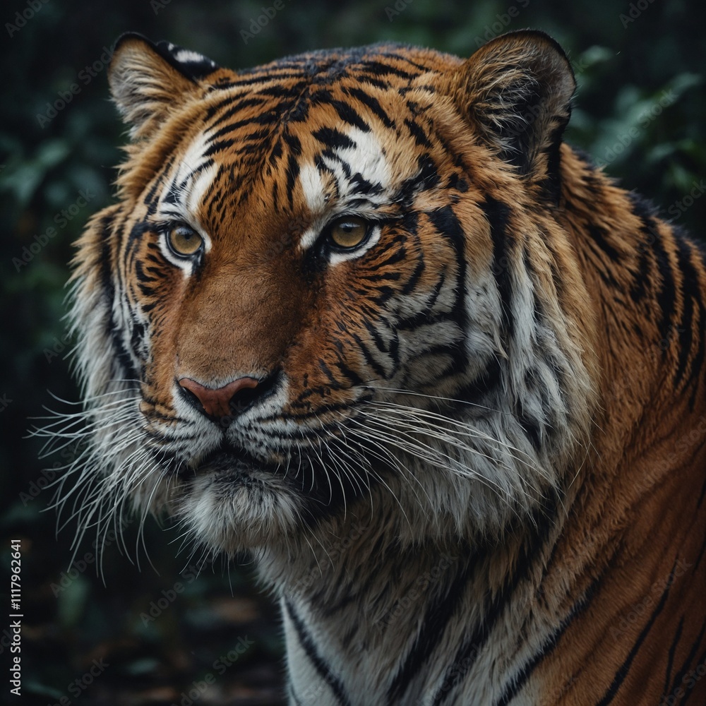 Fototapeta premium A realistic painting of a majestic tiger