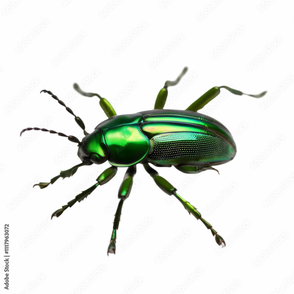 Fototapeta premium Green beetle insect rose chafer (cetonia aurata) isolated on white