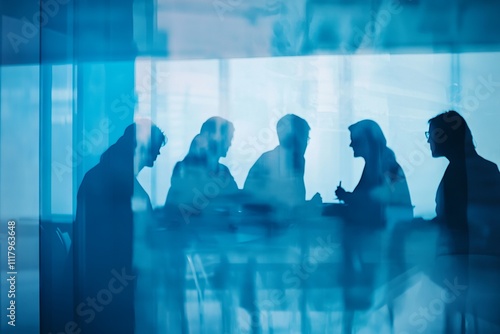 Business Meeting with Abstract Background and Double Exposure. AI generated illustration