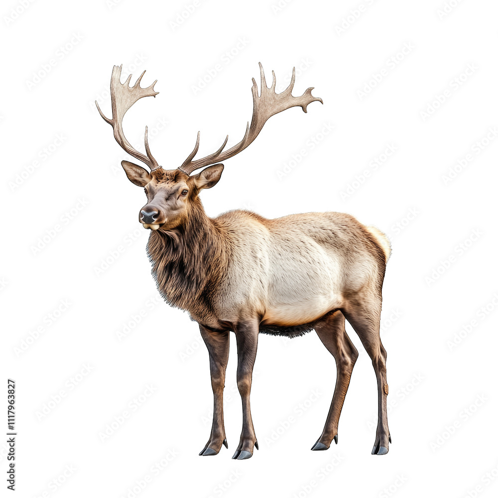 Majestic elk standing proudly with antlers on isolated transparent background cutout png Majestic elk standing proudly with antlers on isolated transparent background cutout png