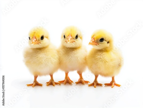 Wallpaper Mural Three young chicks standing together. Animal husbandry. Pet or farm. Torontodigital.ca