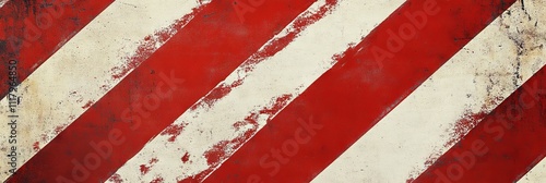 Red and White Diagonal Stripes on Grunge Background. AI generated illustration
